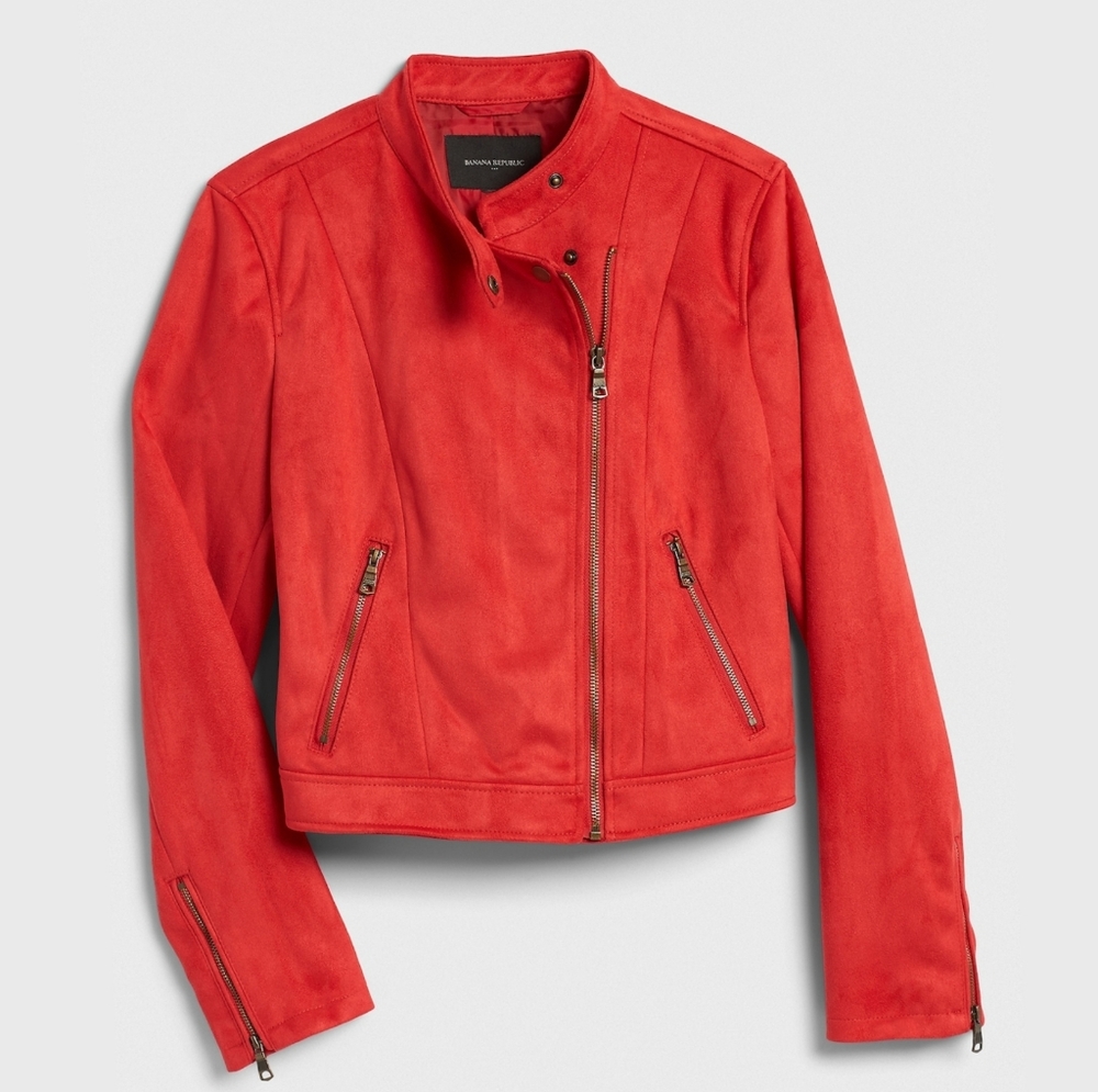 EUC Red Vegan Suede Moto Jacket by Banana Republic